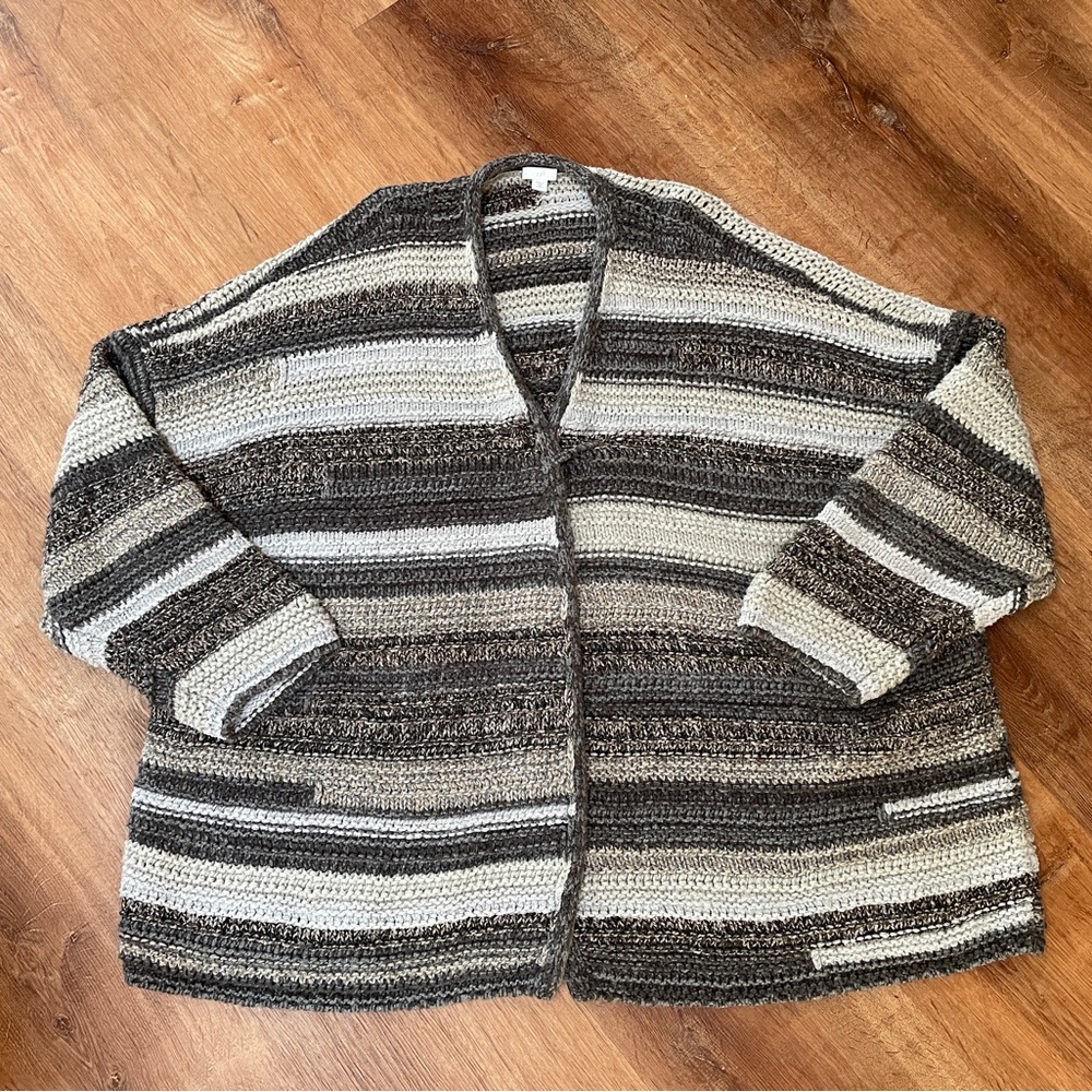 J Jill womens knitted cardigan‎ sweater size 4X neutral safety pin closure